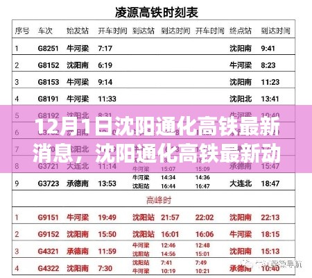 沈阳通化高铁里程碑时刻，最新动态与进展（12月1日更新）