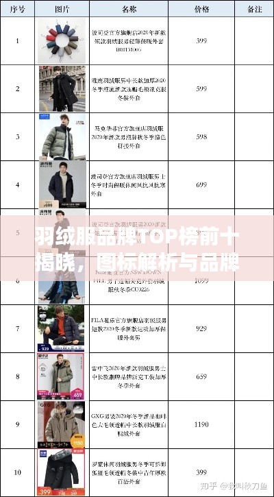 羽绒服品牌TOP榜前十揭晓,图标解析与品牌实力全解析